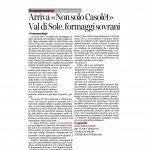 27-08-2016 Corriere del Trentino Arriva "Non solo Casolét" Val di Sole, formaggi sovrani