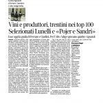 29-03-2017 Corriere del Trentino e dell'Alto Adige Vini e produttori, trentini nei top 100 Selezionati Lunelli e "Pojer e Sandri"