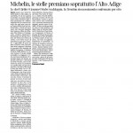 Corriere del Trentino 11 dicembre 2015 Michelin, le stelle premiano soprattutto l'Adige